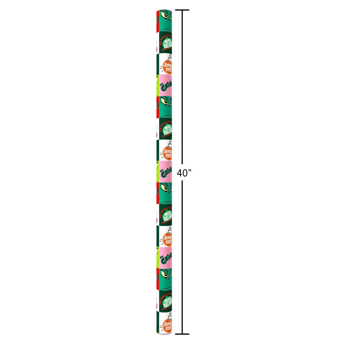 Plus Mark 40 in. Grinch Multi-color Block Christmas Wrapping Paper with Cutlines (60 Sq. ft., 1-Roll)