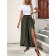 thumbnail image 4 of Womens High Side Split Wide Leg Long Pants Green L, 4 of 9