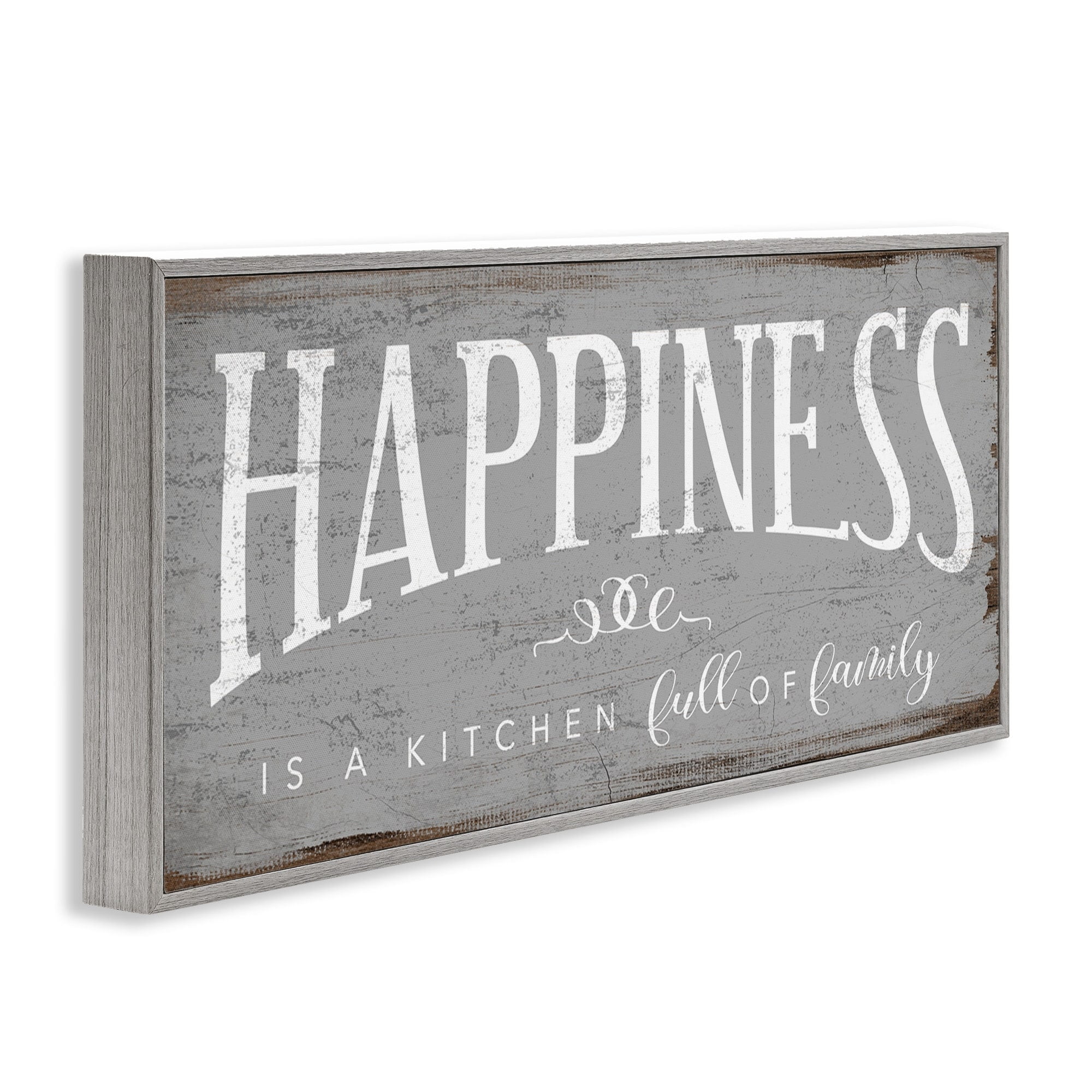 Stupell Industries Happiness is A Full Kitchen Phrase Distressed Paint, 10 x 24,Design by Daphne Polselli
