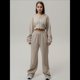 thumbnail image 5 of Conjunto Deportivo para Mujer: Sudadera con Capucha y Cremallera de Larga con Pantalones de Color Liso con Cordones - Conjunto de Dos Piezas Caqui M, 5 of 7