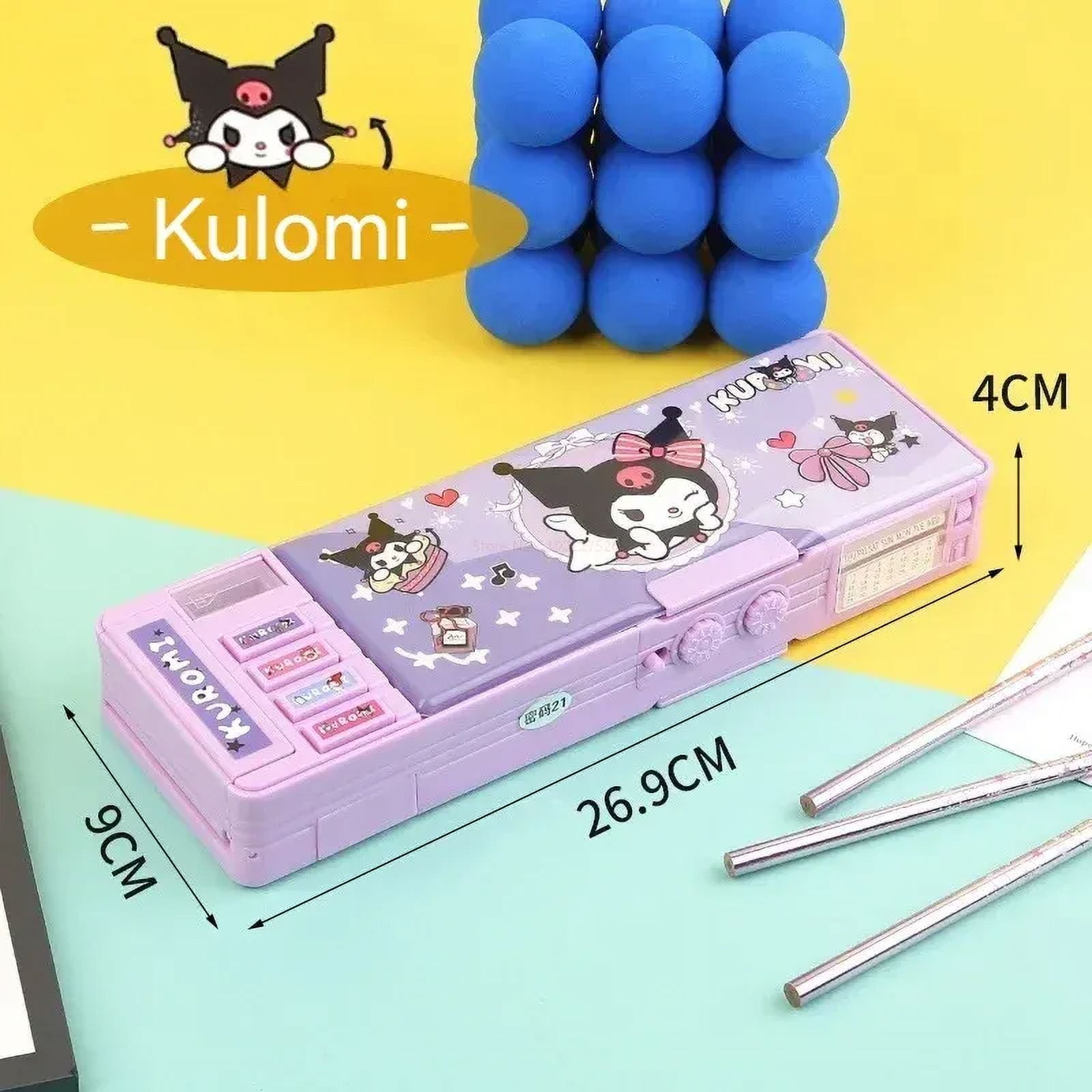 New Sanrio Stationery Box Kuromi Melody Stationery Box Password Lock Multi Functional Large Capacity Pencil Box Gift