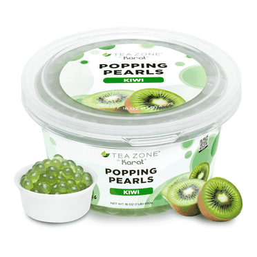 Tea Zone Kiwi Popping Pearls for Beverage, Sweet snacks, Boba Milk Tea, Ready to Serve (1 lbs)