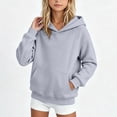 thumbnail image 2 of SHTXOZHI Warm Hooded Sweatshirt for Kids Girls Long Sleeve Solid Color Pullover Casual Outdoor Winter Tops with Pocket, 2 of 8