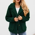 thumbnail image 5 of Fesfesfes Plush Coat for Women Fall Winter Lapel Solid Color Long Sleeve Button Plush Jacket Tops Sale on Clearance, 5 of 9