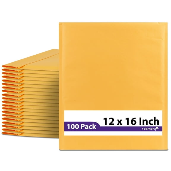 Fosmon 100 pcs 12x16 12x15 Large Kraft Bubble Padded Envelope Mailer Shipping Self Seal