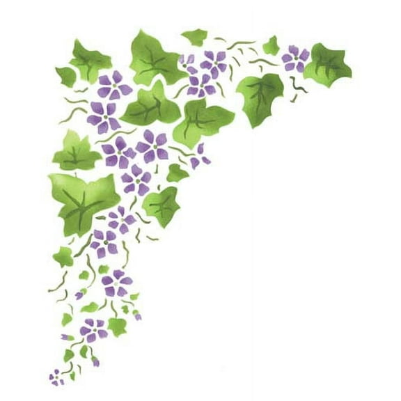 Small Corner Violet Ivy Wall Stencil SKU #950A by Designer Stencils