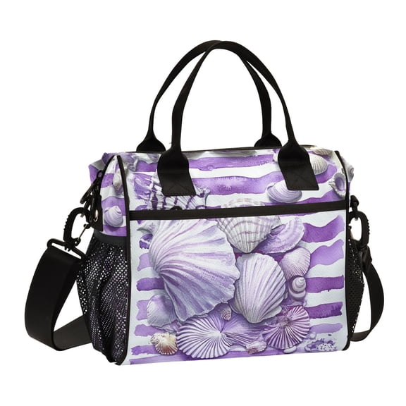 Ckdifva Seashells Painting Cooler Bag Cooler Cooling Tote Lunch Bag Lunch Box Front Pocket with Shoulder Strap
