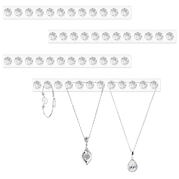 LAMIRO Acrylic Necklace Holder Set of 2, Wall Mounted Jewelry Organizer Hanging with 12 Diamond Shape Hooks, Clear Necklace Hangers for Necklace, Bracelet