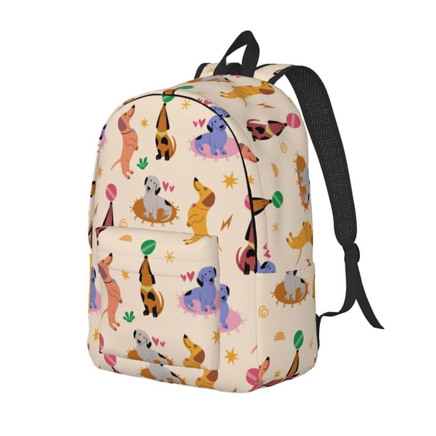 Fotbe Dogs In Different Poses Mochila de Lona con Estampado, Mochila Duradera, Mochila Versátil de Alta Calidad, Mochila Compacta Vintage-Medium