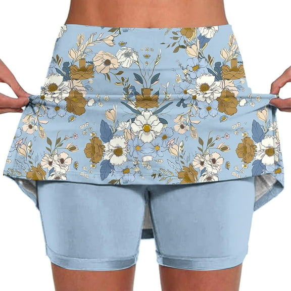 Jacenvly New Skorts for Ladies Loose Women's Color Mid-Waist Skirt Pants Sports Shorts Bottoming Skirt Pants Quick Drying Multicolor