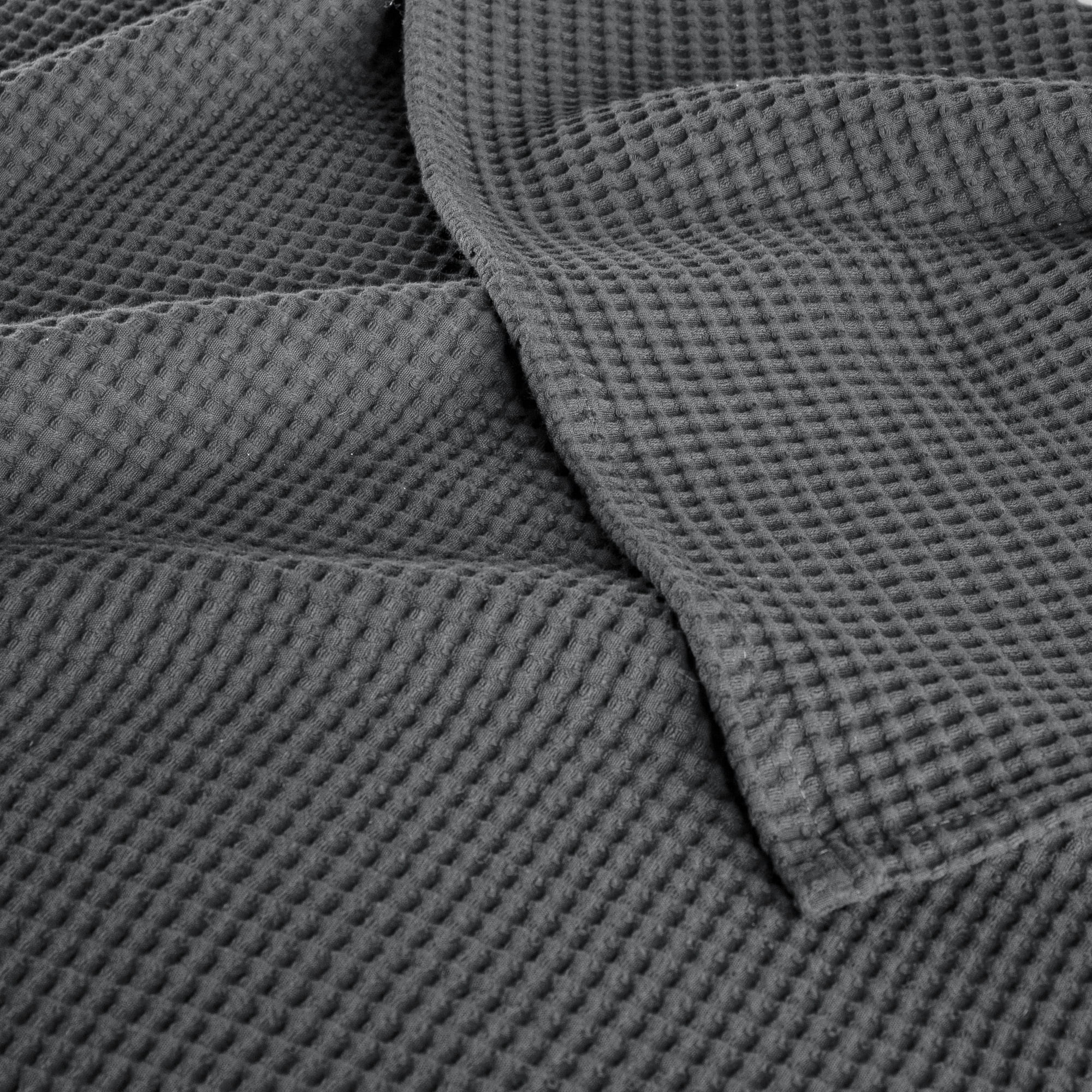 Exclusivo Mezcla 100% Cotton Waffle Blanket Queen Size for Bed, Lightweight and Breathable Gauze Muslin Blanket for Summer, Moisture-Wicking, Home Decor, 90"x90", Dark Grey