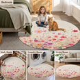 thumbnail image 5 of Pink Spring Floral Round Area Rug 7 FT, Non Slip Living Room Area Carpet, Watercolor Summer Botanical Washable Soft Circular Rug Non-Shedding Floor Carpet for Bedside Office Play Room Classroom, 5 of 9