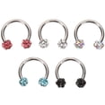 thumbnail image 1 of MasteelfCA 5Pcs Crystal Nose Rings Earring Eyebrow Lip Cartilage Piercing Ring Body Piercing Jewelry, 1 of 7