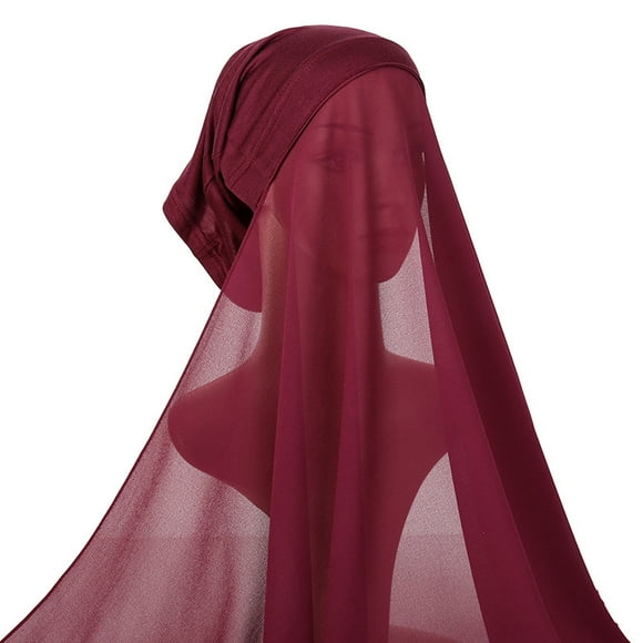 Traje de bufanda de gasa con perlas monocromáticas, sombrero, bufanda cómoda para mujer, sombrero de tubo, bufanda larga de una pieza
