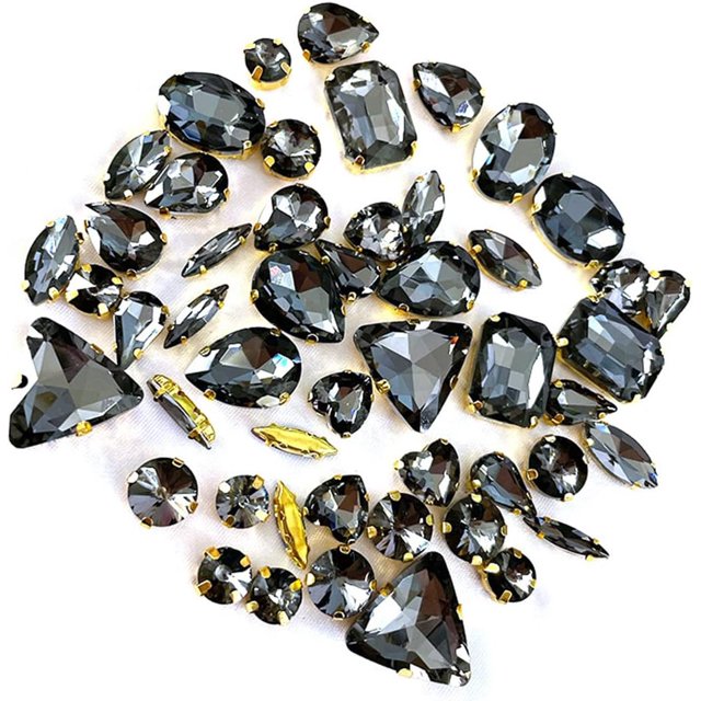 Yazoeia 50 Pcs Mix Shapes Sew On Crystal Rhinestone, Claw Flatback Crystal Rhinestones, Flatback Claw Setting Glass Sew On Crystal Rhinestone for DIY Crafts, Clothes, Costume, Dress, and