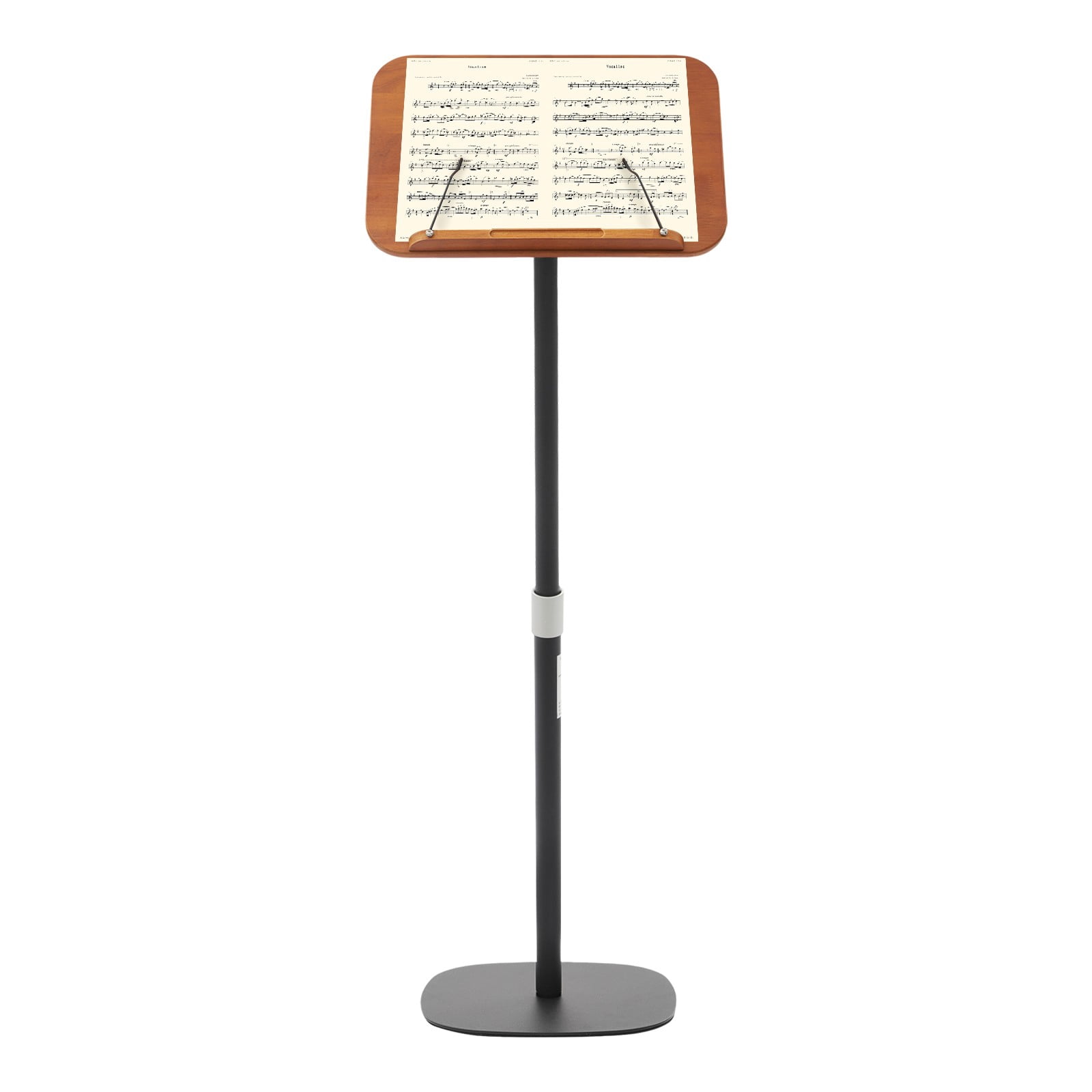 ToppiJoy Adjustable Floor Book Stand for Reading, Book Holder Stand Music Stand with Wooden Pad and Page Paper Clip (15.8-39.4in)