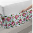 thumbnail image 2 of Summer Pink Bed Skirt, Bouquets of Blooming Rose Flowers Leaves and Buds Spring Season, Elastic Bedskirt Dust Ruffle Wrap Around for Bedding Decor, 4 Sizes, Baby Blue and Lime Green, by Ambesonne, 2 of 2