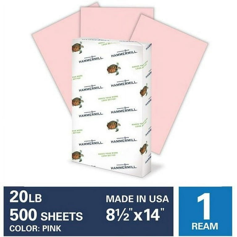  Hammermill Colored Paper, 20 lb Pink Printer Paper, 8.5 x 14-1  Ream (500 Sheets) - Made in the USA, Pastel Paper, 103390R : Multipurpose  Paper : Office Products