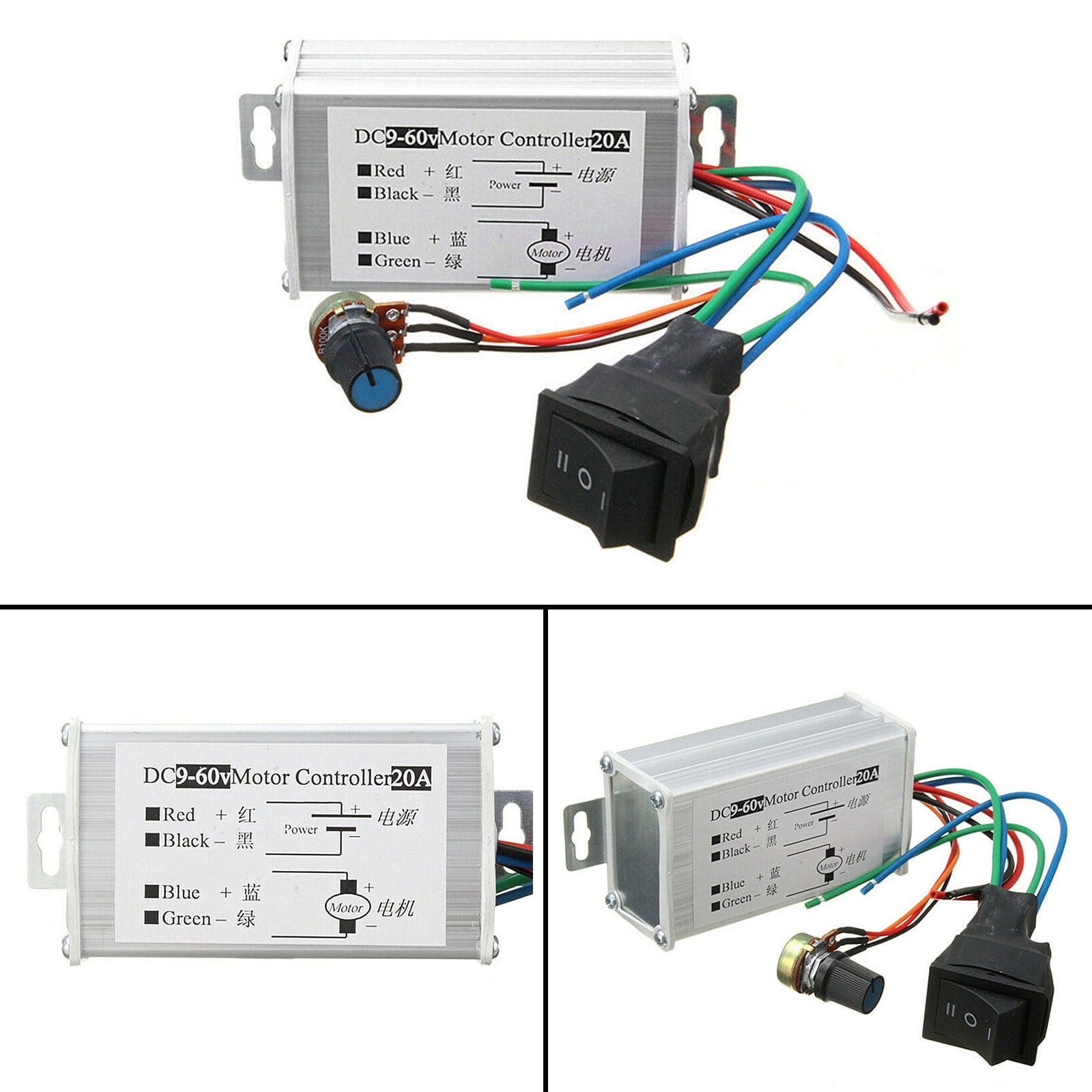 Details about   9V-60V Max 20A PWM DC Motor Stepless Variable Speed Control Controller Switch US 