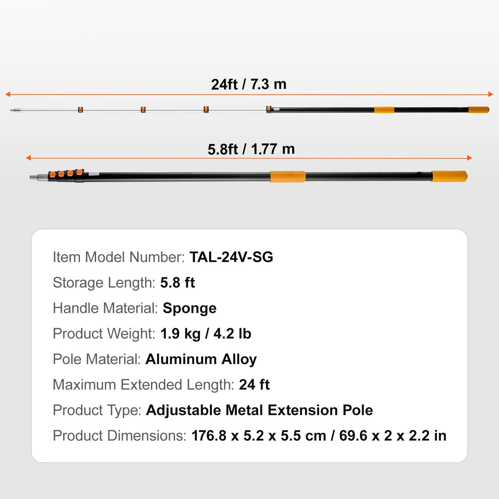 Telescoping Pole, 6 to 24 FT Pole, Extension Multi-Purpose Pole, Sturdy Aluminum Alloy Paint Extendable Pole with Flip-Lock Design, Telescopic Pole for Painting, Dusting and Cleaning