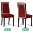 thumbnail image 5 of Stretch Chair Covers Set of 6, Greek Geometric Inspired Twist Line Universal Fit Elastic Decorative Dining Chairs Slipcovers for Wedding, Banquet, Abstract Key Pattern on Red, 5 of 6