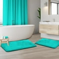 thumbnail image 1 of Set of 2 Small Clara Clark Bath Mat Bathroom Rug - Absorbent Memory Foam Bath Rugs - Non-Slip, Thick, Cozy Velvet Feel Microfiber Bathrug, Plush Shower, Toilet- Floor Bathmats Carpet - Teal - 17"x24", 1 of 6