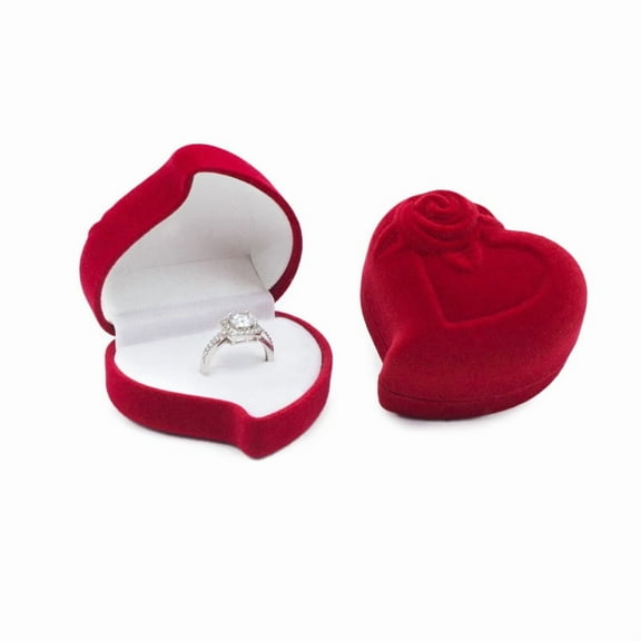 Luxury Heart-Shaped Wedding Ring Box Jewelry Display Storage Box Engagement Rose Flower Design Ring Box Couple Gifts Box