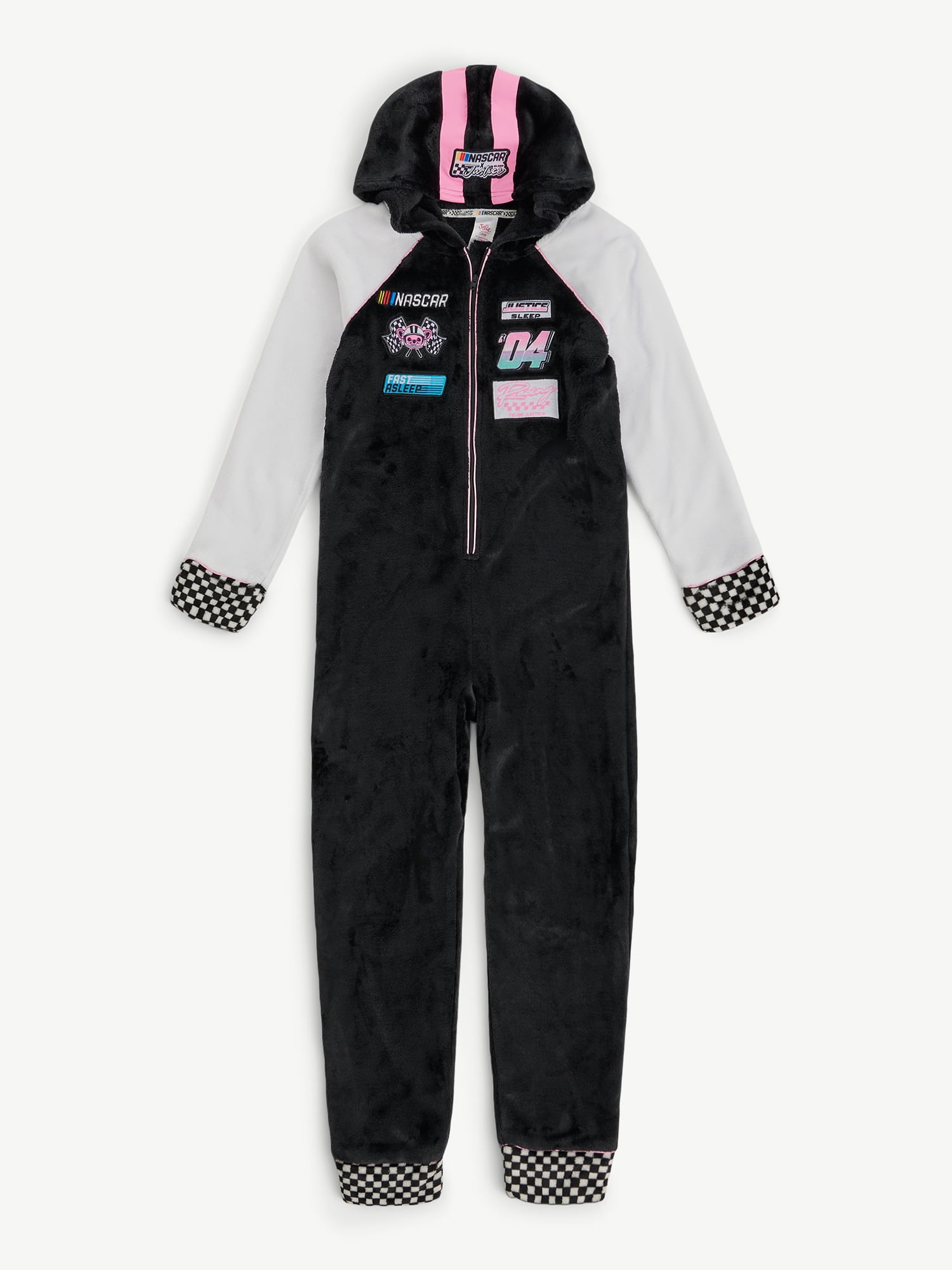 Justice Girls x Nascar Hooded Jumpsuit Pajamas with Long Sleeves, Sizes 5-18