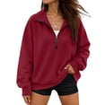thumbnail image 2 of longantii Women's 1/4 Quarter Zip Pullover Sweatshirt Long Sleeve Mock Neck Solid‑Color Loose Fit Casual Athletic Tops Trendy Fall Winter Outfits, 2 of 6