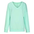 thumbnail image 5 of Tops for Women Classic Solid Color Sweatshirts V-neck Long Sleeve Loose Fit With Pocket Pullover Blouse Sweatshirt, 5 of 5