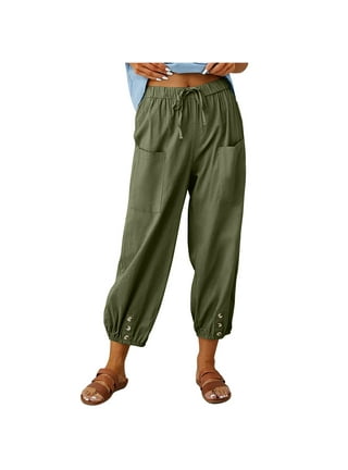 Womens Cargo Pants High Waisted Casual Solid Pants with Multi