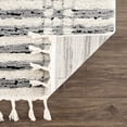 thumbnail image 4 of Hauteloom Nava Living Room, Bedroom Area Rug - Farmhouse - High Pile - Bone,Black - 6'7" x 9', 4 of 16