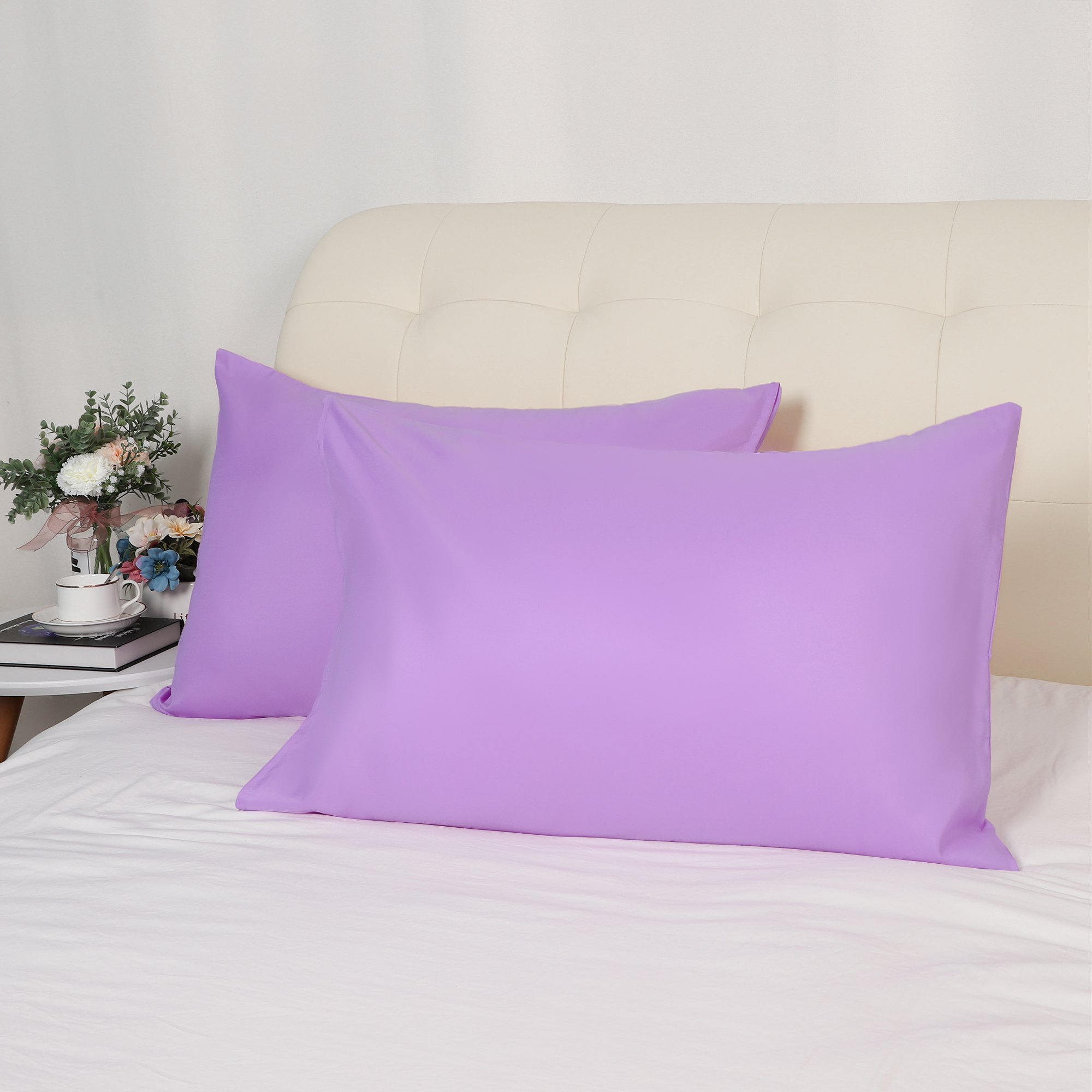 2 Pack Pillowcase Soft 1800 Series Microfiber King Pillowcase Violet