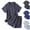 Dark Gray, variant on Asgosdo Mens Pajamas Set Short Sleeve Sleepwear 2 Piece Pj Sets for Men Soft Nightwear with Pockets, Dark Gray