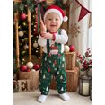thumbnail image 4 of Cjfdfy Newborn Baby Boy Christmas Outfit Red Truck Tree Print Long Sleeve Romper And Print Overalls And Santa Hat 3Pcs Infant Cute My First Christmas Fall Winter Clothes 0-18M, 4 of 9