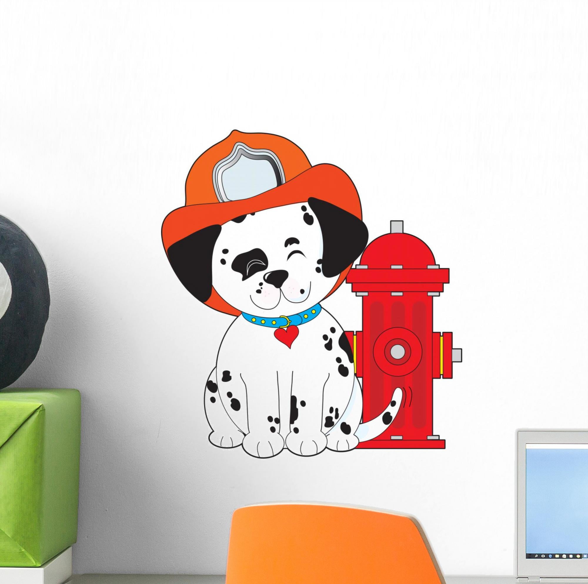 Dalmation Fire Dog Wall Decal Sticker by Wallmonkeys Vinyl Peel and