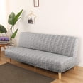 thumbnail image 2 of TOPCHANCES Armless Sofa Bed Cover Stretch Futon Slipcover Plush Thick Solid Color 3 Seat Full Folding Sofa Couch Furniture Protector with Pillowcase, Light Grey, 2 of 5