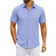 thumbnail image 2 of RICHCOIN Short Sleeve Mens Dress Shirts Casual Solid Shirts for Men Button Down Business Shirt, 2 of 7
