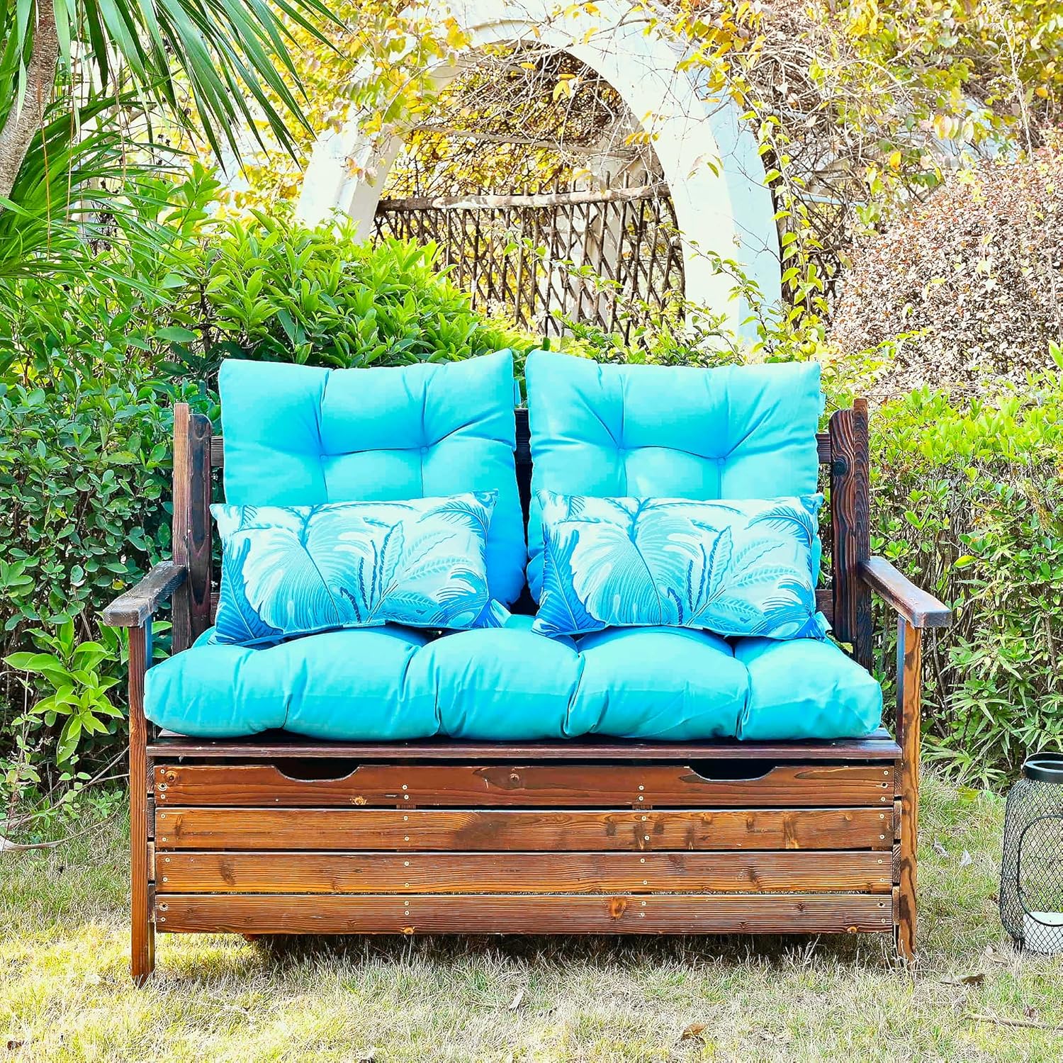 Outdoor Cushions Loveseat All Weather Chair Cushions Bench Cushions Set of 5 Wicker Tufted Pillow for Patio Furniture