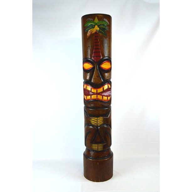 Hand Carved Beautiful 3 Ft Wood Palm Tree Tiki Totem Pole Statue Walmart Com Walmart Com
