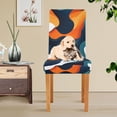 thumbnail image 4 of Yayeee 4 Pack Dining Chair Covers Stretch Parson Chairs Slipcovers Seat Protector, Green Abstract Wavy, 4 of 6