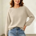 thumbnail image 3 of Iyufng Womens Crew Neck Raglan Sleeve Knit Pullover Sweaters Casual Long Sleeve Top, 3 of 5