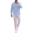 thumbnail image 2 of INSPIRE CHIC Men's Gingham Shirt Long Sleeve Checkered Regular Fit Button Down Casual Top XL Blue, 2 of 5