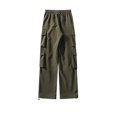 thumbnail image 3 of USNSM Men's Outdoor Cargo Pants Casual Plus Size Loose Straight Leg Pants Drawstring Elastic Waist Full Length Trousers with Pockets Army Green 2XL, 3 of 3