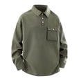 thumbnail image 3 of Maean Big and Tall Mens Long Sleeve Tops Golf Button Collared Pullover Shirt Work Top with Pocket, 3 of 7