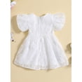 thumbnail image 3 of Faithtur Enfants Robe de Fille, Manches Courtes Col Rond Bowknot Fleur Imprimé d'Été une Ligne Robe, 3 of 9