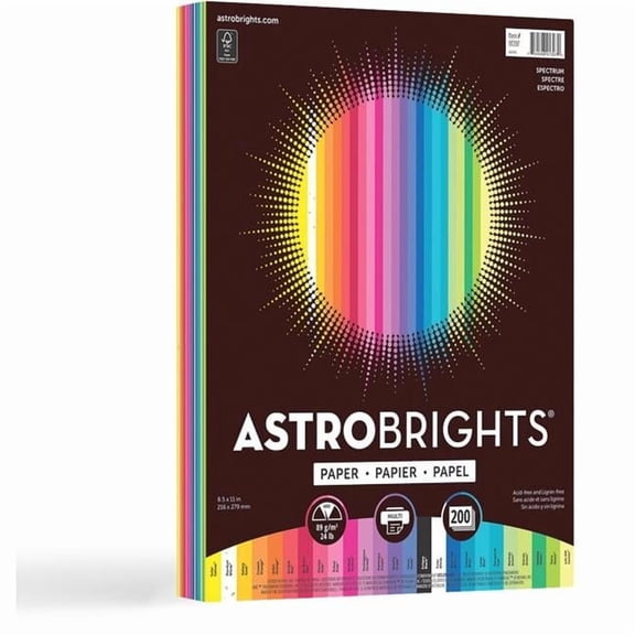 24 lbs Astrobrights Spectrum Multipurpose Paper - Pack of 200