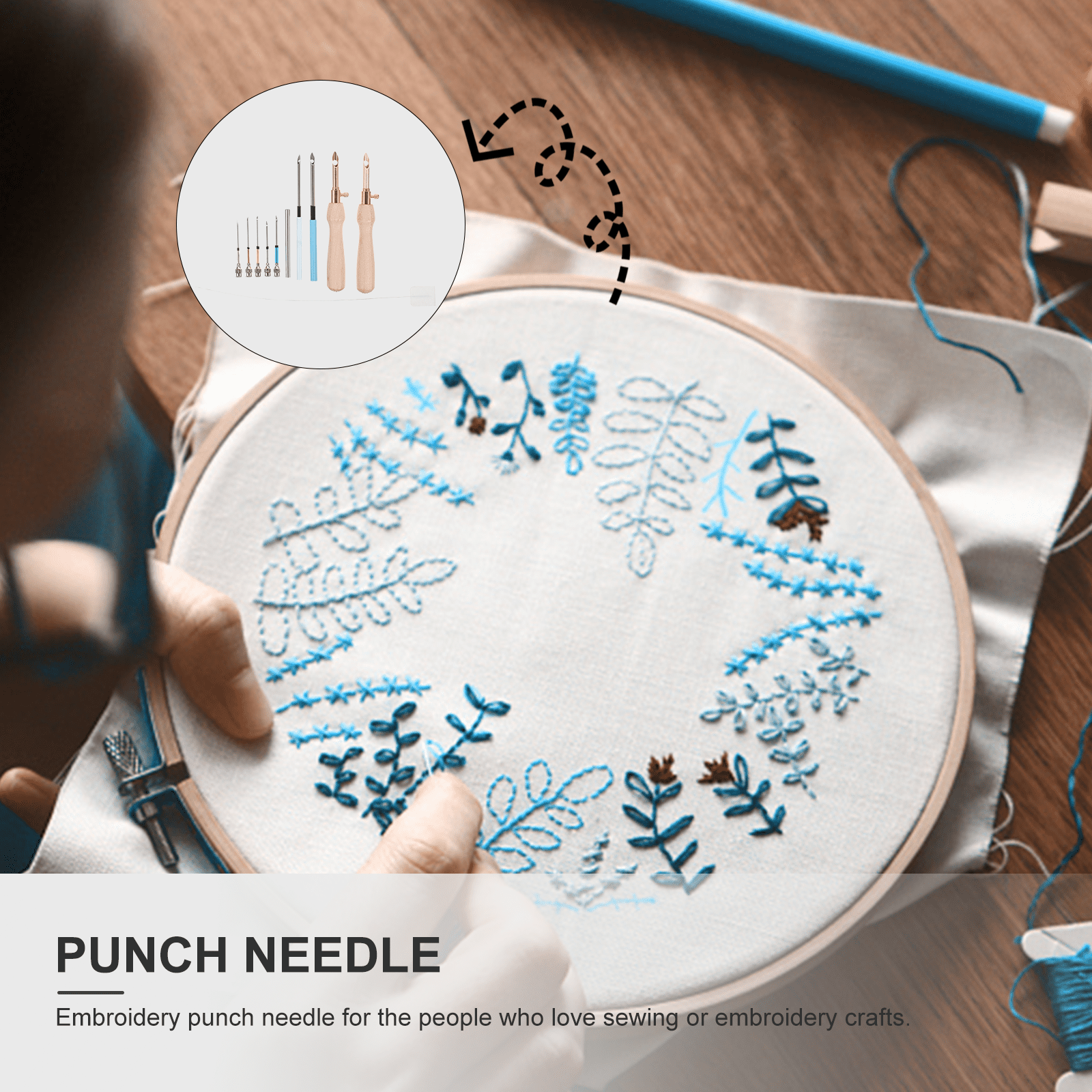 1 Set of Embroidery Stitching Punch Needle Handle Embroidery Punch Needles, Size: 0.8X1.2X10.5CM