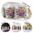 thumbnail image 5 of Throw Pillow Covers 12x20 Inch Inch Set of 2 Pink Blue Rose Decorative Pillow Covers Orange Rose Linen Background Cushion Cover Pillowcase for Sofa Couch Bed Home Decor, 5 of 9