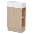 thumbnail image 5 of Glavbiku Bathroom Vanity with Sink & Ceramic Top,2 Tier Shelf,Toilet Rolls Holder,18.6" W,Natural, 5 of 12